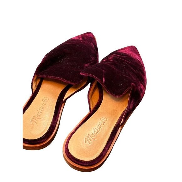 Madewell Women's SZ 6 Velvet Pointed-Toe Mules Style G8387 Textile Upper Leather - Picture 6 of 9